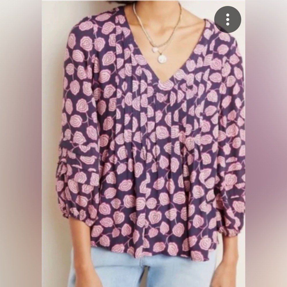 Beautiful Maeve Anthropologie Blouse 3/4 Sleeve Lightweight